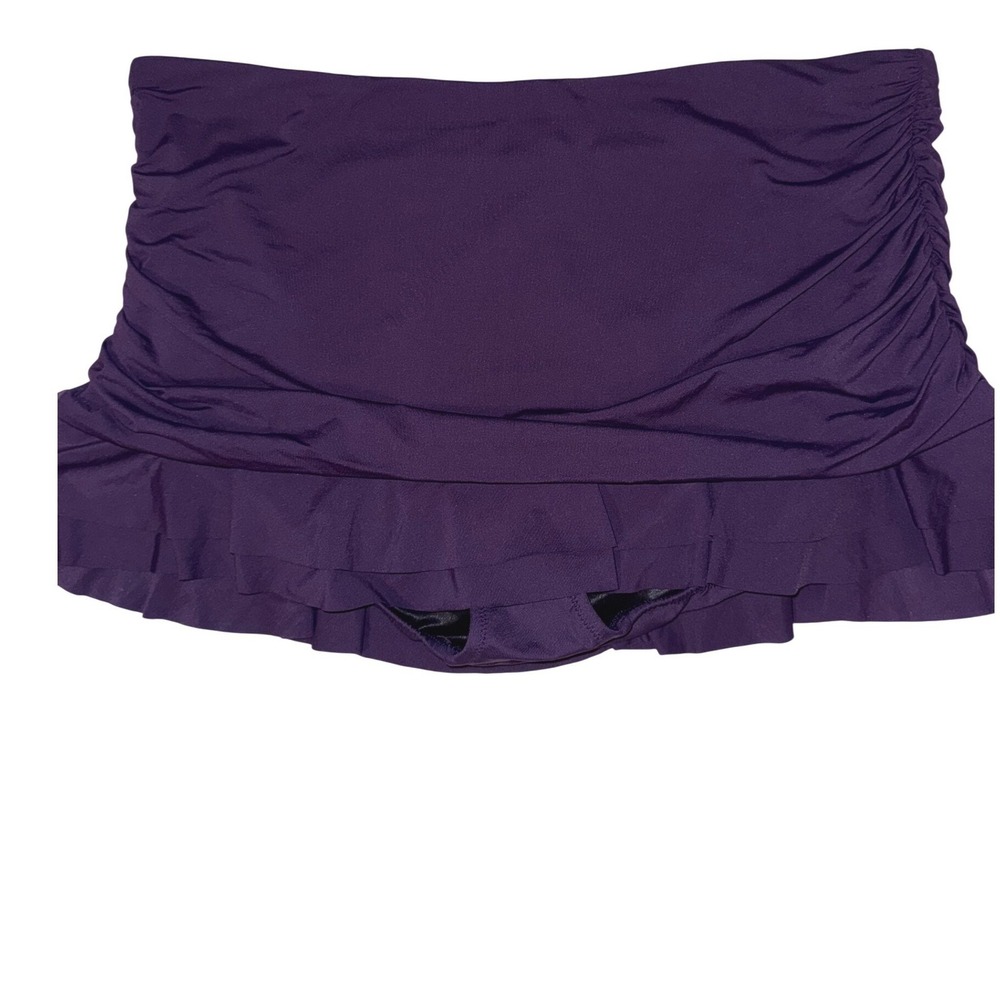 Lands End Women 22W Purple Ruched Ruffle Swim Skirt High Waist Bikini Bottom